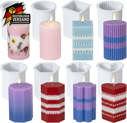 8er kerzenformen set silikon - kerzenformen,
